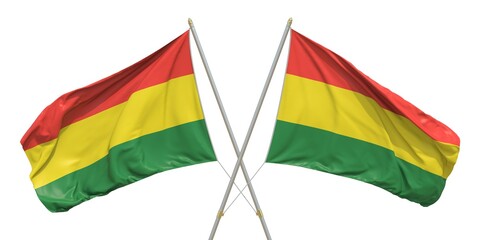 Isolated flags of Bolivia on white background. 3D rendering