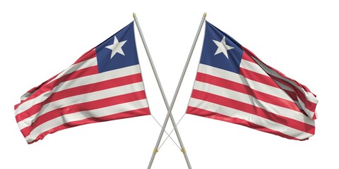 Isolated flags of Liberia on white background. 3D rendering