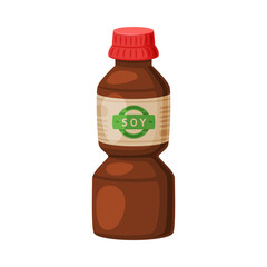 Soy Sauce in Bottle as Natural and Organic Product from Soybean Plant Vector Illustration