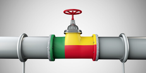 Benin oil and gas fuel pipeline. Oil industry concept. 3D Rendering