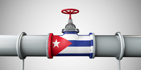 Cuba oil and gas fuel pipeline. Oil industry concept. 3D Rendering