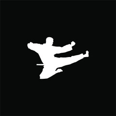 Fototapeta na wymiar Silhouette of Martial Artist Kick (Taekwondo, Karate, Pencak Silat, Kungfu) for Logo or Graphic Design Element. Vector Illustration