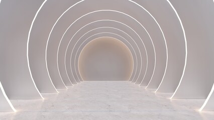 Obraz premium Architecture interior background glowing empty arched pass 3d render