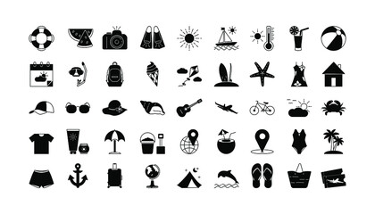 White Background Summer Icons