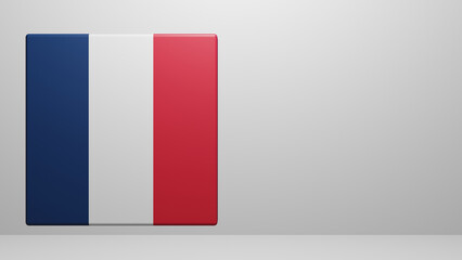 3D French flag in empty room