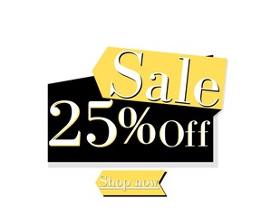 25% off shop now (sale) with yellow and black discount poster design 