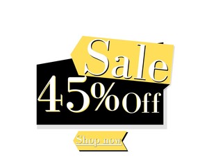 45% off shop now (sale) with yellow and black discount poster design 