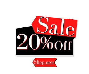 20% off black and red design with 3D discount detail and sale poster