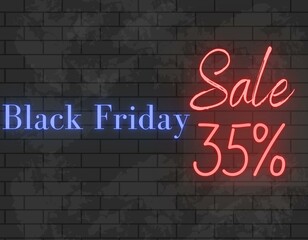 35%OFF WITH NEON DESIGN AND BLACK FRIDAY BRICK BACKGROUND SCREEN (BLACK DECEMBER)
