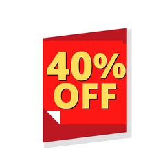 40% off with 3D red paper design and yellow percentage lettering ( sale) 