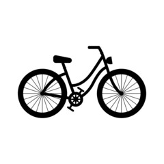 Bike icon. Bicycle symbol. Transport silhouette. Side view. Vector isolated on white.