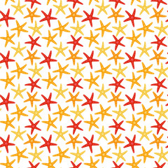 Seamless seashells, starfish and mixed patterned coral with geometric stripes.