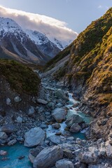 A clear Winter's day in Aoraki Mount Cook National Park, New Zealand