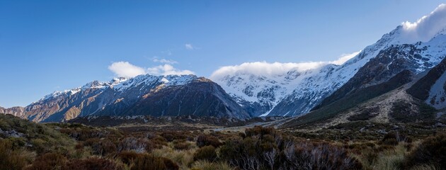 Een heldere winterdag in Aoraki Mount Cook National Park, Nieuw-Zeeland