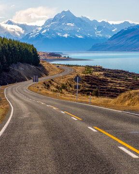 A Clear Winter's Day In Aoraki Mount Cook National Park, New Zealand