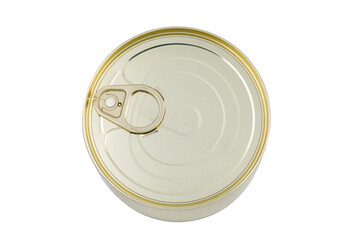 Metal tin can isolated on white background. Close-up