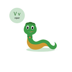 small green viper .animal vector illustration