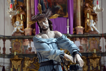 Jesus an der Geisselsäule, Skukptur in der Klosterkirche Andechs, Bayern