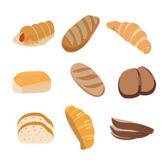 Set of bread flat illustration