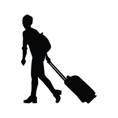 silhouette of a person with luggage