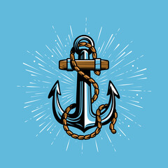 Fototapeta Anchor and rope symbol. Sea navigation symbol. Nautical concept vector illustration obraz