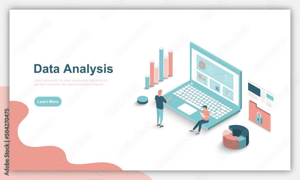 Aufkleber people characters working with data visualization. business data analysis team, financial forecast, 