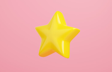 Yellow star for customer review concept - 3d render illustration of best product or service.