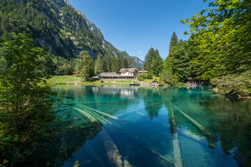 Blausee lake in summer, Kandergrund, Bernese Oberland, Switzerland