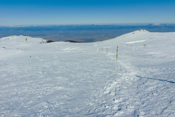 Fototapeta na wymiar Winter view of Vitosha Mountain near Cherni Vrah peak, Bulgaria