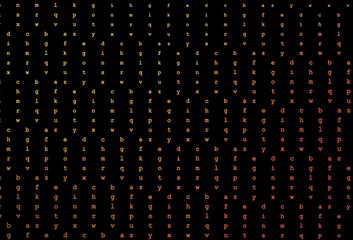 Dark yellow, orange vector layout with latin alphabet.
