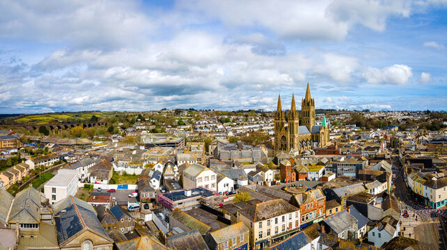 Aerial view of Truro, the capital of Cornwall, England