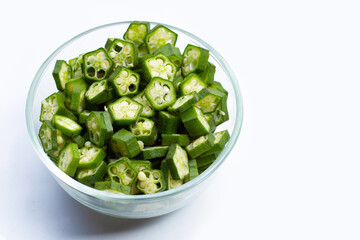 Fresh okra isolated on white background