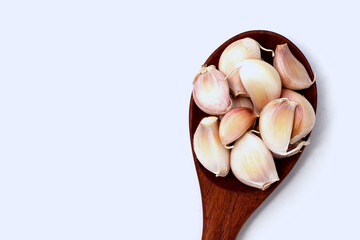 Garlic on white background. Top view
