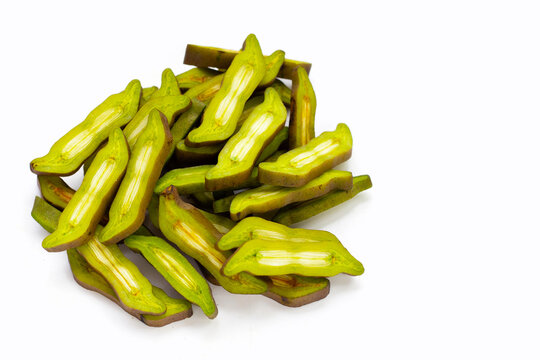 Fruit of Broken Bone tree on white background.