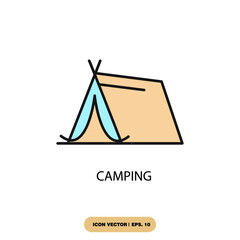 camping icons  symbol vector elements for infographic web