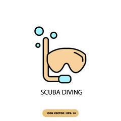 scuba diving icons  symbol vector elements for infographic web