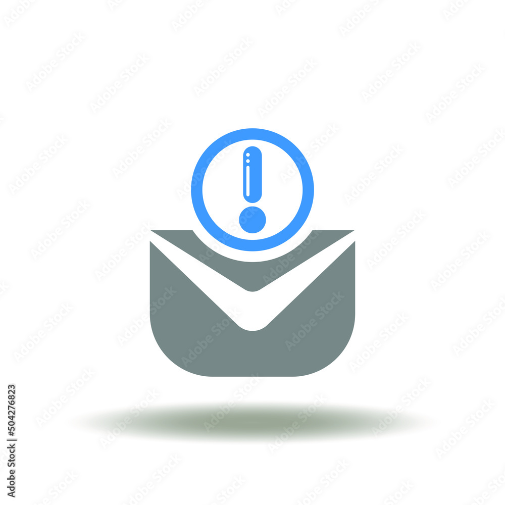 Aufkleber vector illustration of mail message envelope with exclamation mark. icon of new email or message. sy