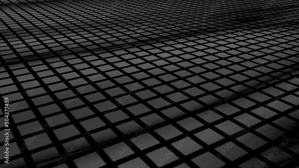 Poster black grid. gray abstract background. 3d rendering.