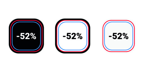 Modern vector discount 52% percent off and sale teg icon label  