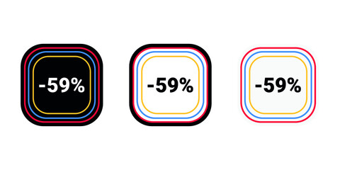 Modern vector discount 59% percent off and sale teg icon label  