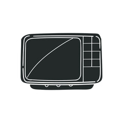 Retro TV Icon Silhouette Illustration. Television Vector Graphic Pictogram Symbol Clip Art. Doodle Sketch Black Sign.