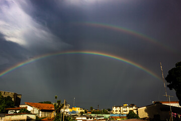 rainbow over the city