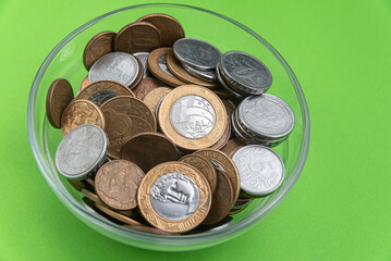 Money - Brazilian Coins - On glass bowl