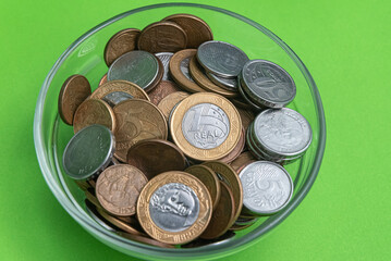Money - Brazilian Coins - On glass bowl