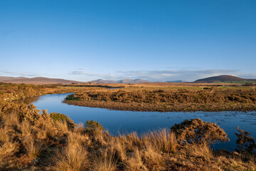 Sunset along the Owenduff River near Ballycroy National Park, County Mayo, Ireland