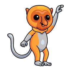 Cute little proboscis monkey cartoon posing