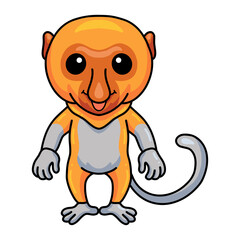 Cute little proboscis monkey cartoon standing