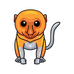 Cute little proboscis monkey cartoon