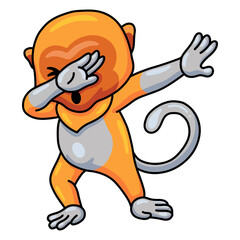 Cute little proboscis monkey cartoon dancing