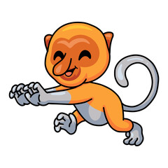 Cute little proboscis monkey cartoon walking